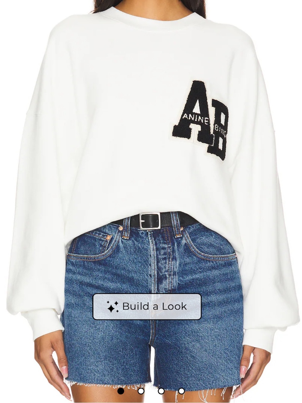 Anine bing Miles Letterman Sweatshirt in White